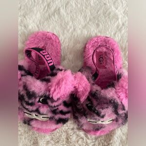 UGG Kids' Pink Fuzzy Animal Slide Slippers